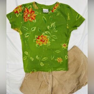 VTG 90’s City Lights Floral Ribbed T shirt